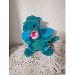 Dakin 1983 DUNCAN DRAGON 10” Teal Plush Yellow Eyed Stuffed Animal Dinosaur MINT